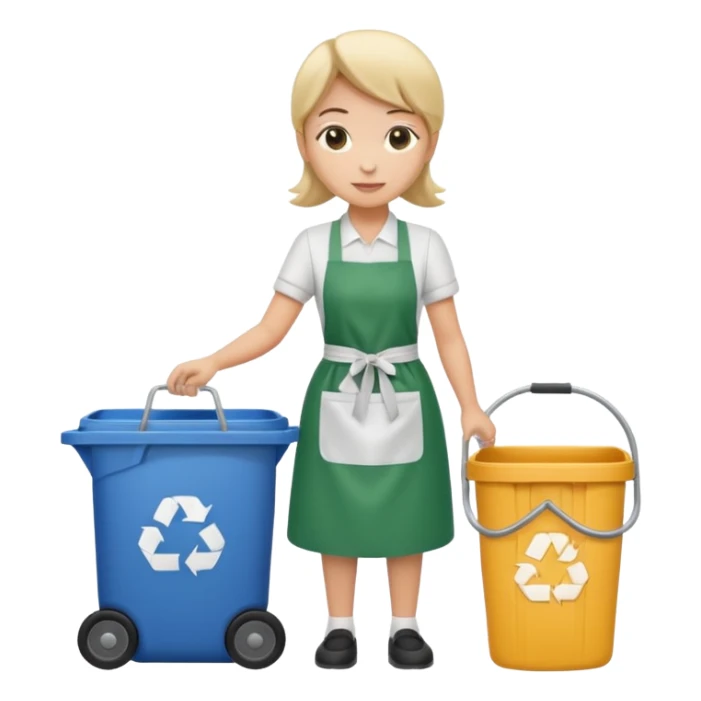 full side body , housekeeper put the trash in can sticker