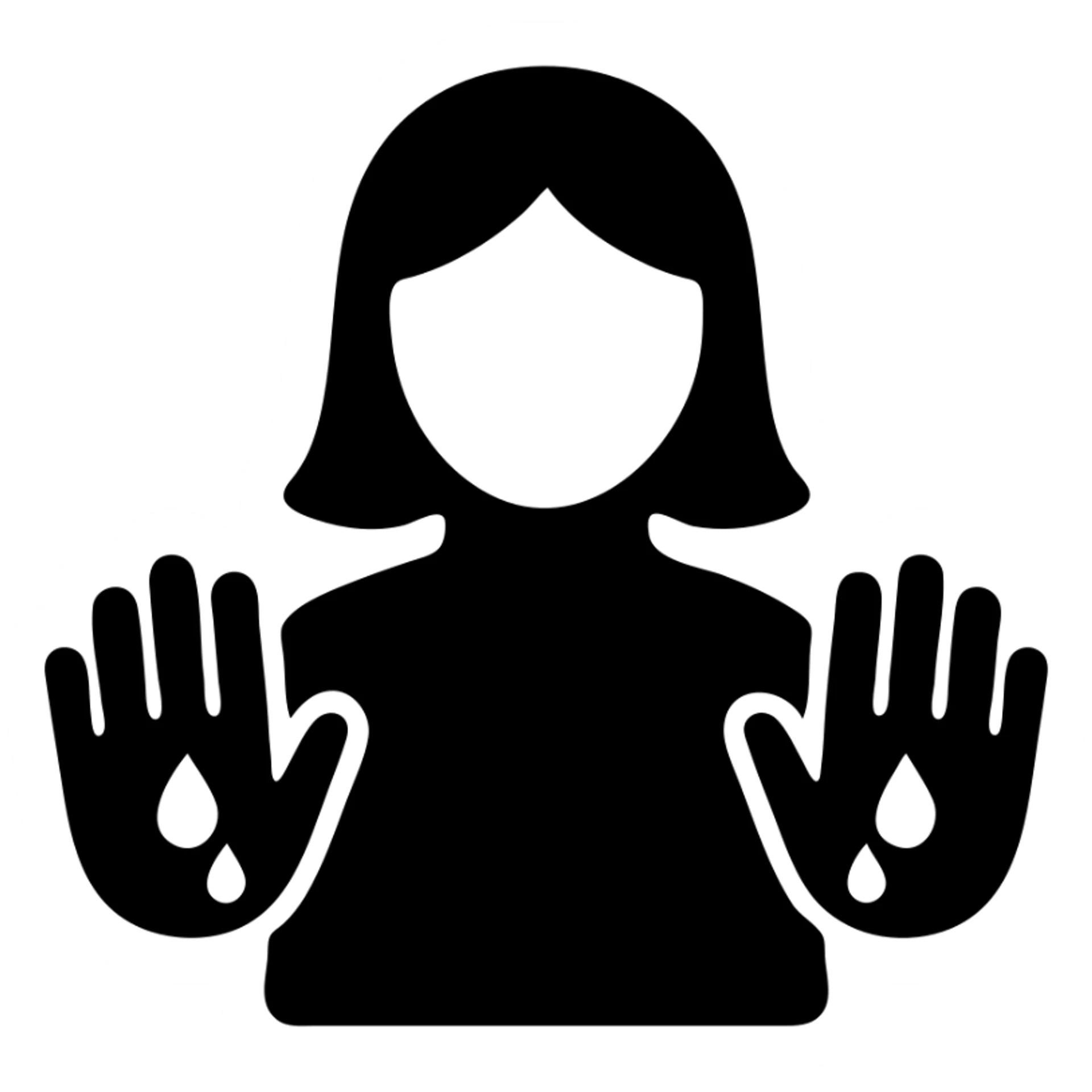 woman with blood on her hands solid filled icon sticker
