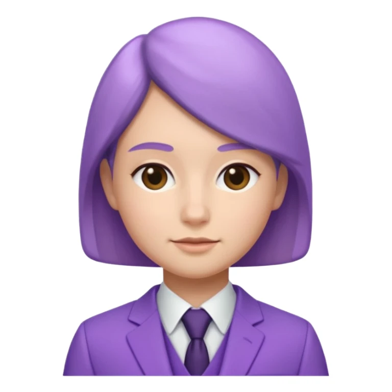 lavender-purple Suit, smooth rounded neckline, simple design, glossy surface, plain background, Memoji-style. sticker