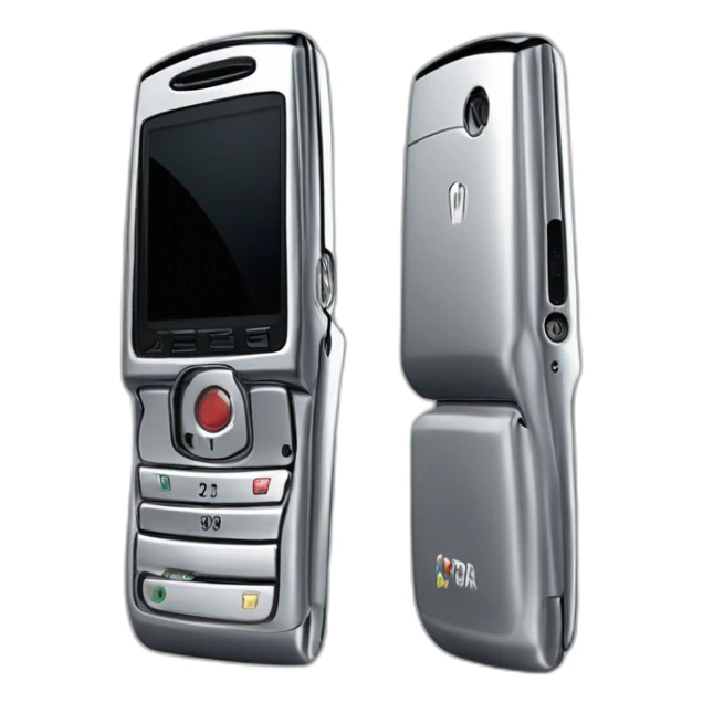 highly detailed closed silver Motorola Razr V3 2004, showcasing the iconic sleek clamshell design at a three-quarter angle sticker
