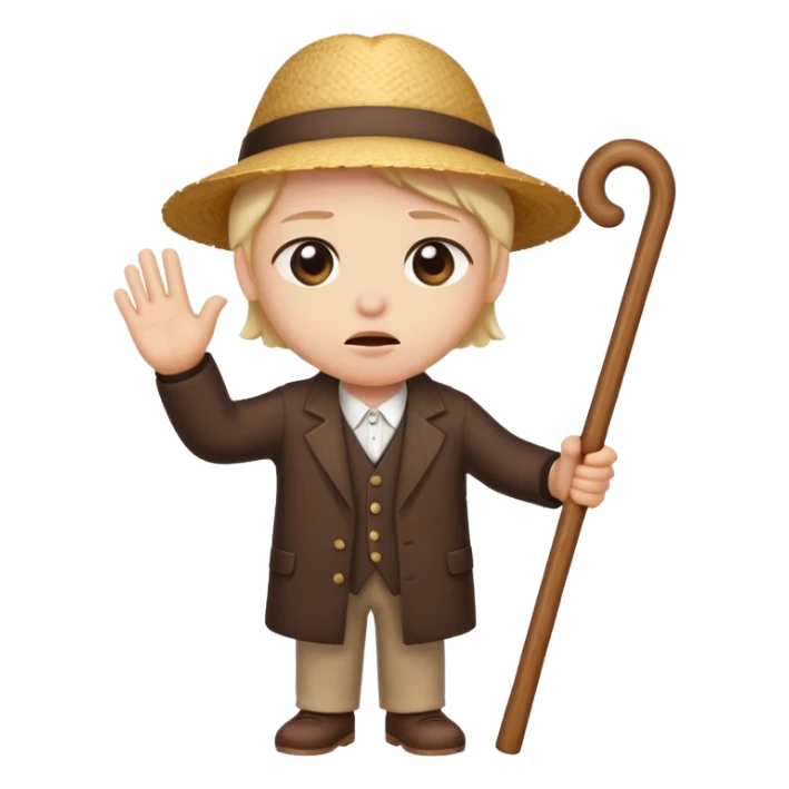 cartoon character with Resentment - bitter indignation at having been treated unfairly - waving cane sticker