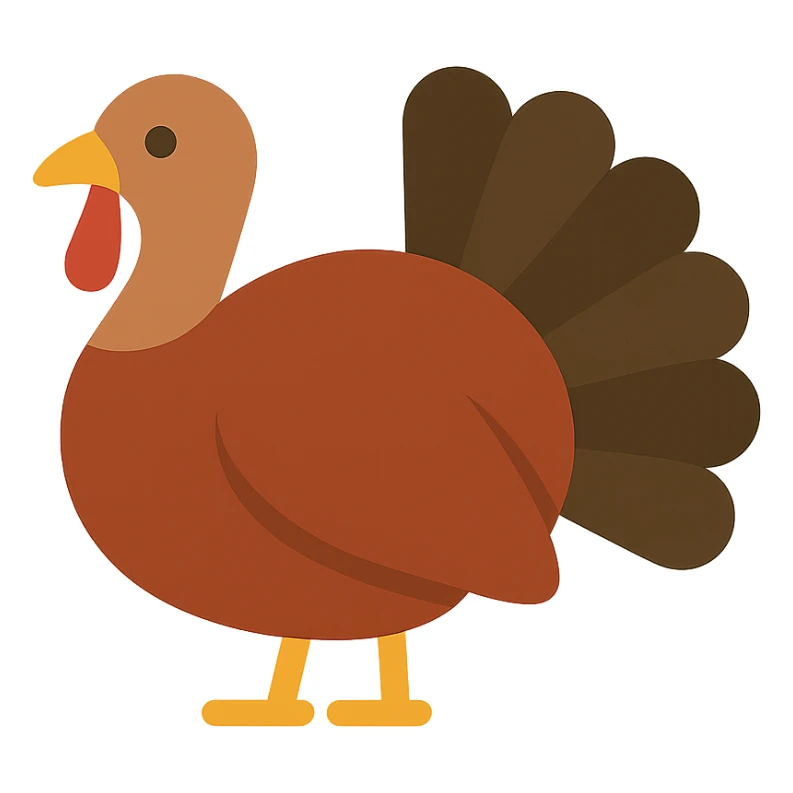 turkey, color icon, flat design, clear silhouette sticker
