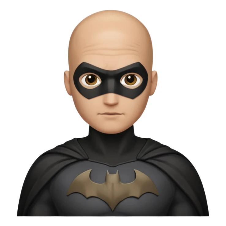 I Want a 25 years old man with no hair in a batman costume sticker