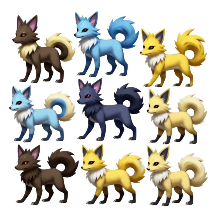 Feral Quadrupedal Digitigrade Luxray-Jolteon-Lycanroc-Furret-Renamon-Zeraora-Vernid-Sergal-fusion-hybrid-creature, full body  sticker