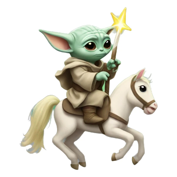 baby yoda riding unicorn sticker