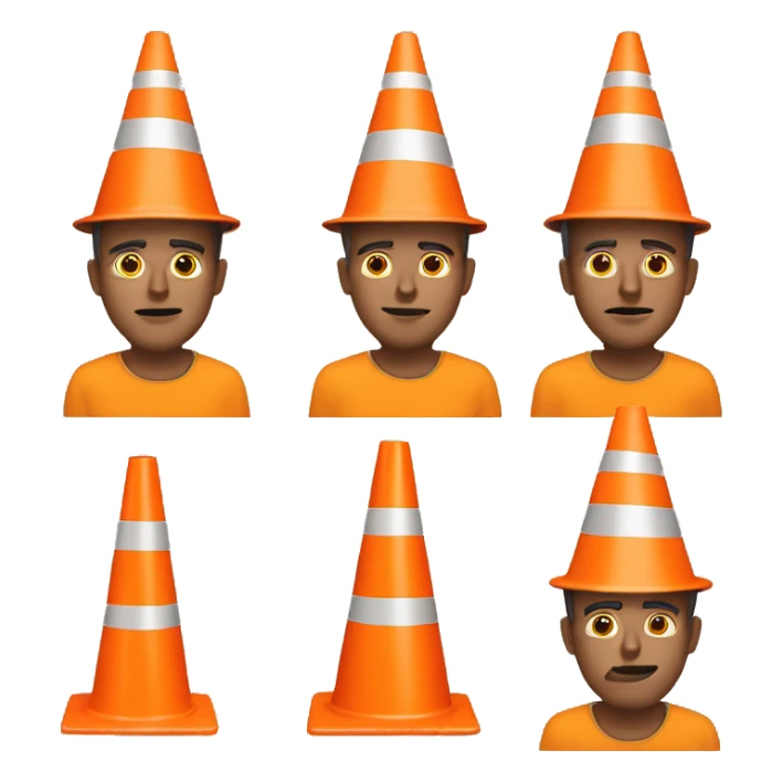 Guy with orange traffic cone instead of his head sticker