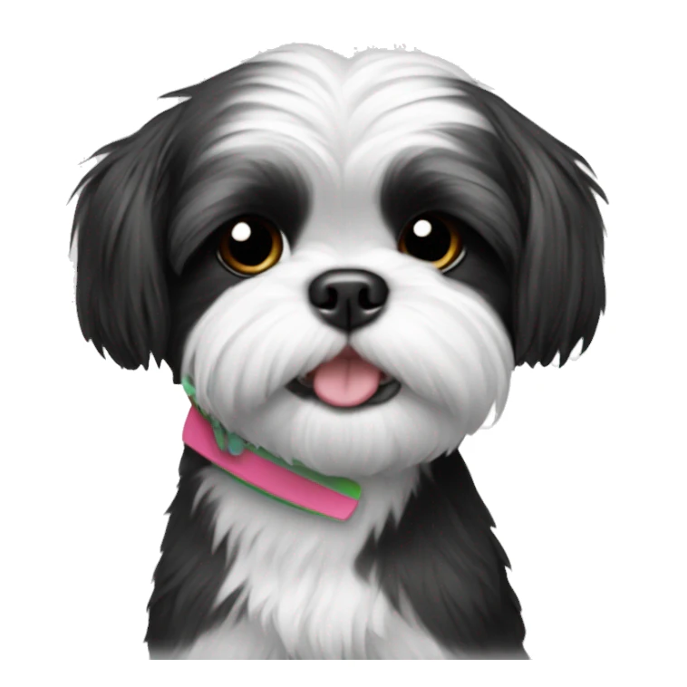 A black and white shih tzu holding a surfside  sticker