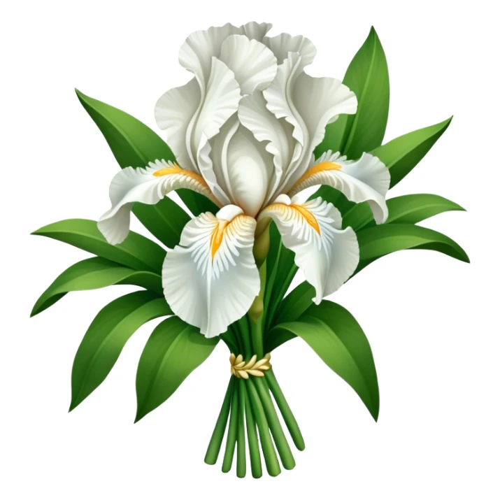 big bouquet Pure White Iris, luxuriant, leaf, bud sticker