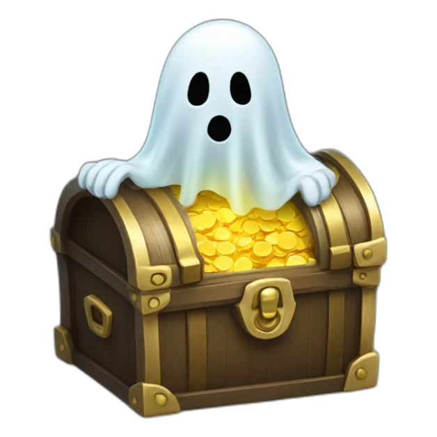 ghost with chest of gold sticker