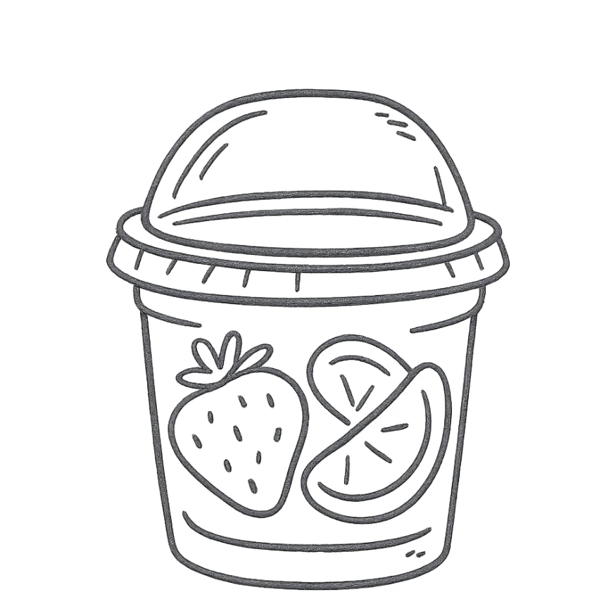 plastic fruit pot hand drawn outlined icon sticker