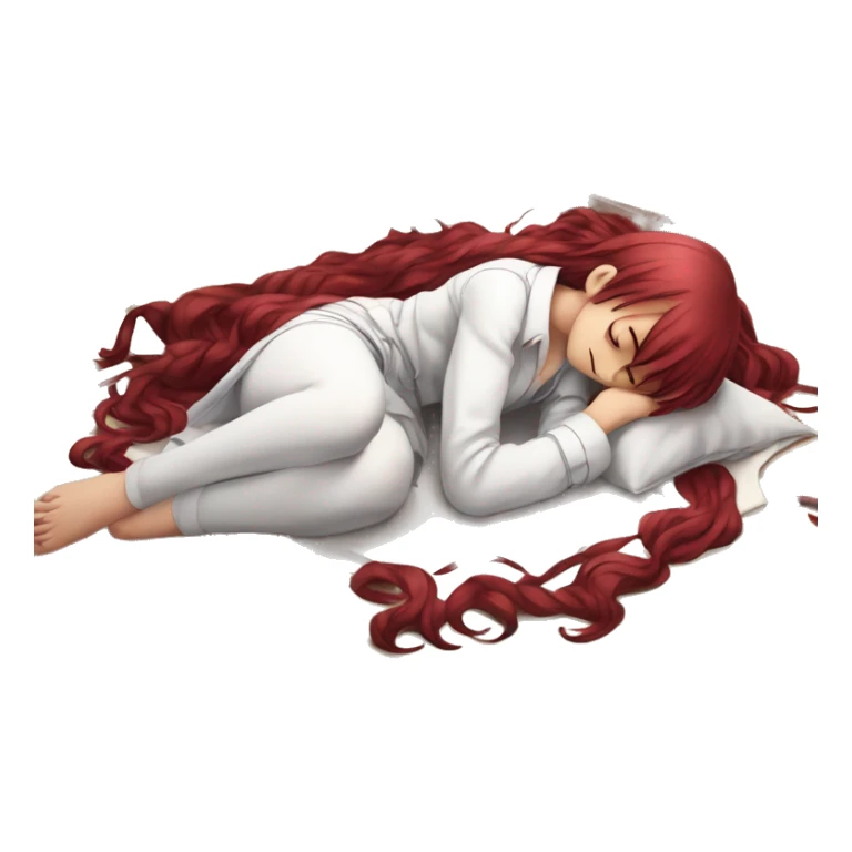 full body sleeping on floor Rias Gremory anime style art sticker
