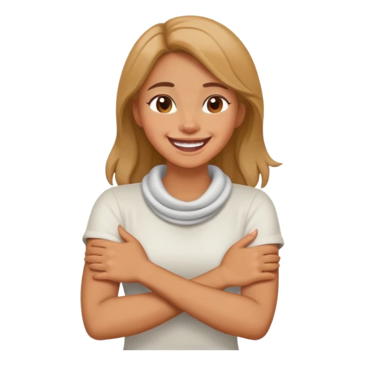 Arms crossed holding neck laughing girl sticker