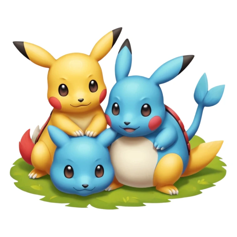 2 friendly pokemans one fell down and the other is helping the other get up  sticker