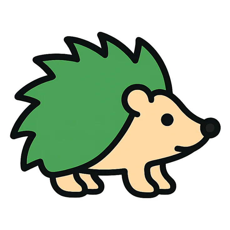 green hedgehog, modern, friendly sticker