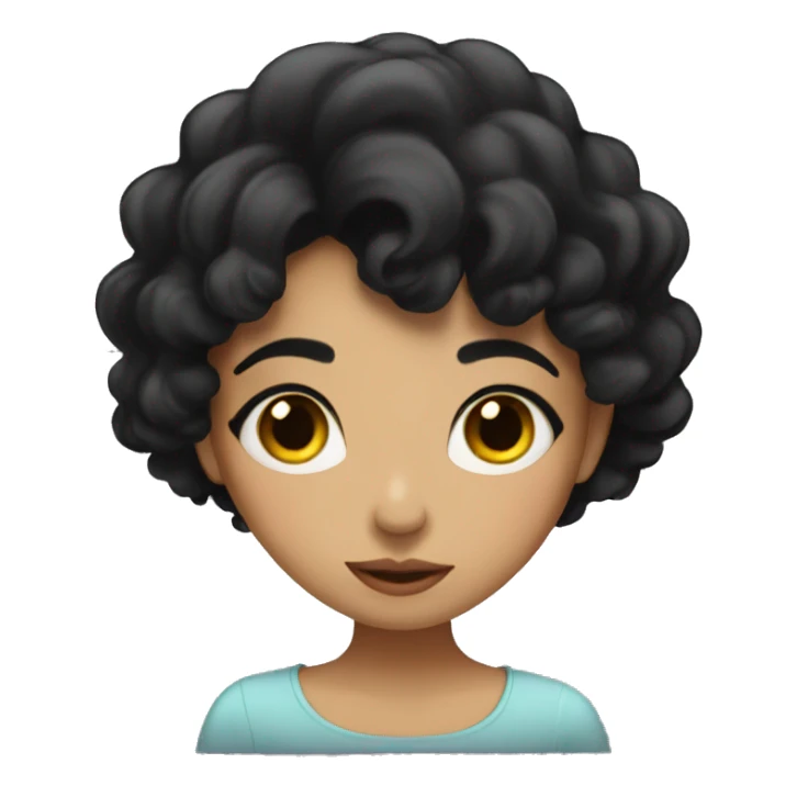 Girl with black hair send a kiss sticker