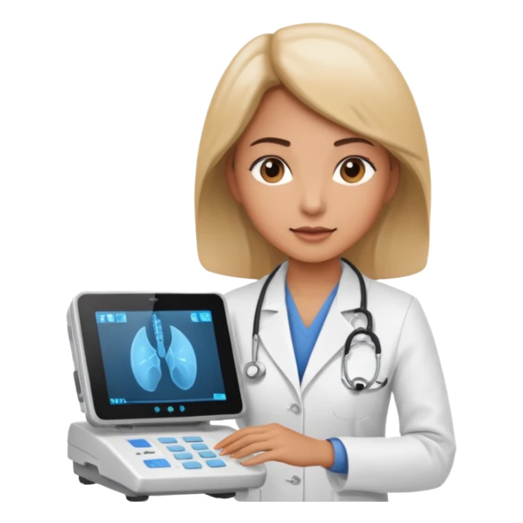 female doctor working an ultrasound machine sticker