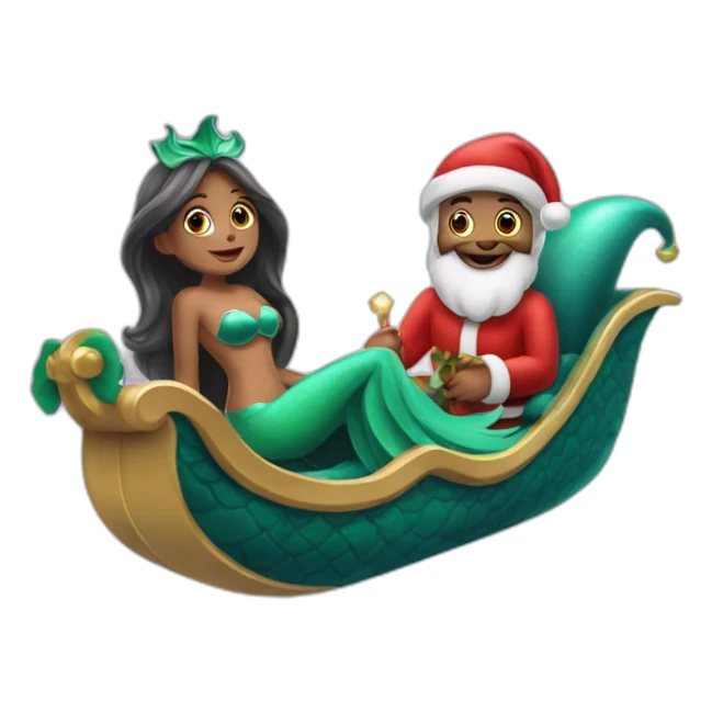 Two mermaids in Santa’s sleigh sticker