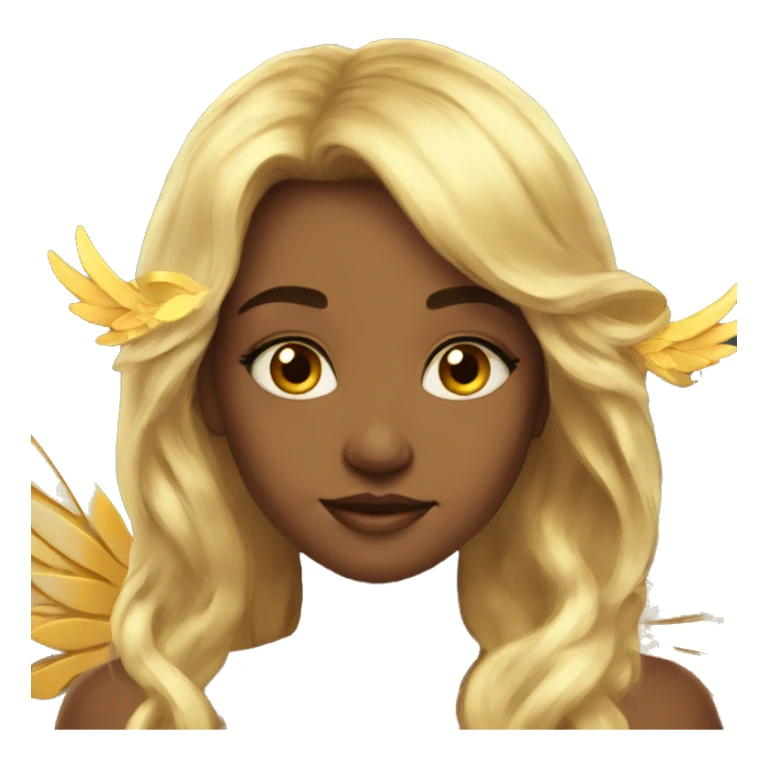 big wings, sun, gold, Beautiful, fairy, long hair sticker