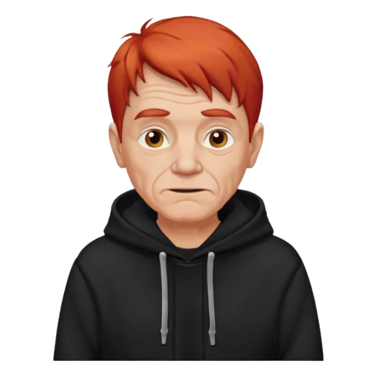 old manwith red hair and black hoodie sticker