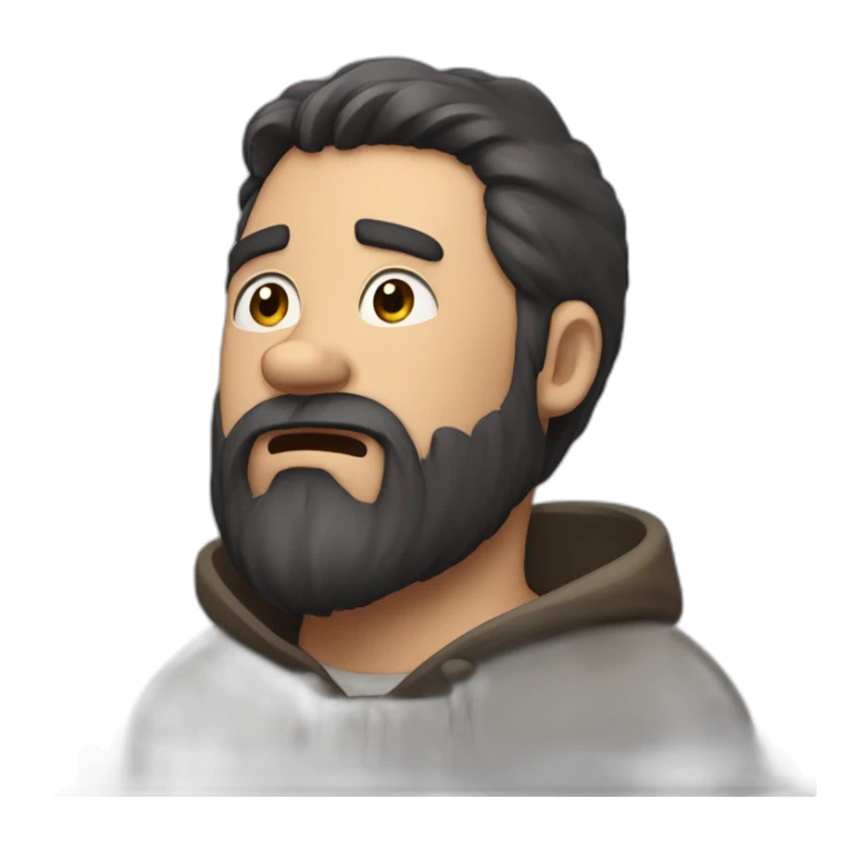 dark hair bearded man throwing his capeover his shoulder in shame sticker