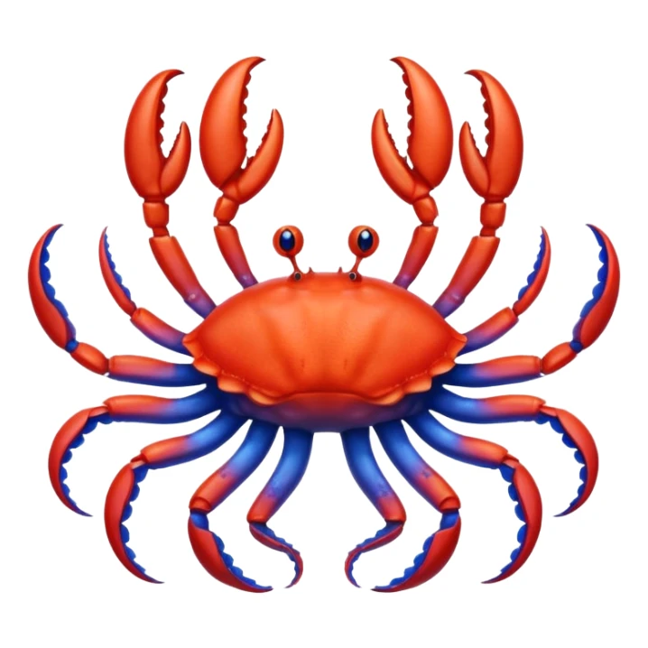 a red crab with two claws and a blue octopus are friends sticker