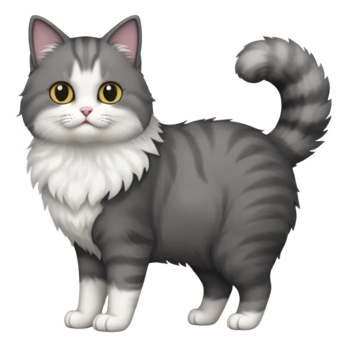 full body half dark grey and half white cat with white front legs sticker