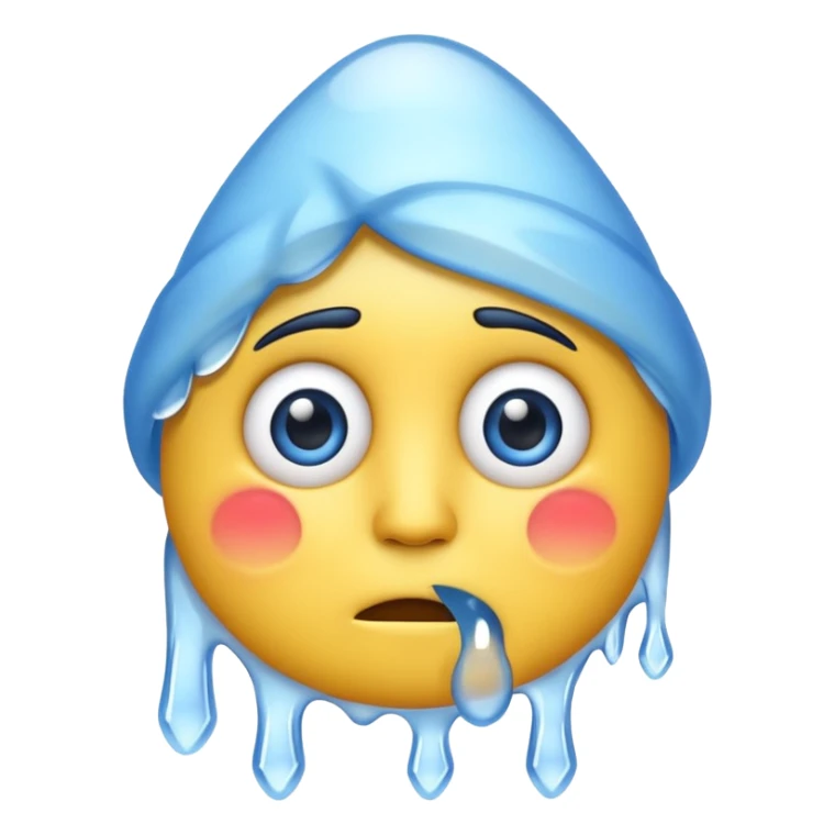 very cold classic yellow emoji, shivering, blue face, icicles sticker