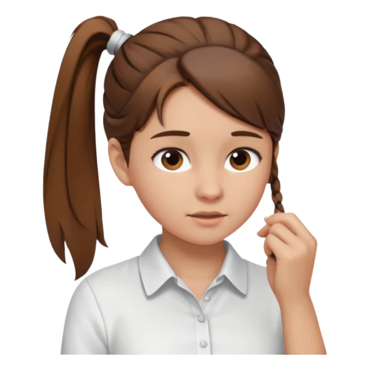 Normal skinned, tiny nosed, brown haired girl with Tying a ponytail sticker