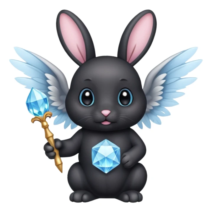Black bunny with wings and with cristal wand  sticker
