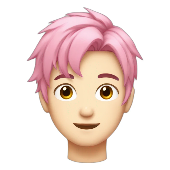 anime boy with pink hair sticker