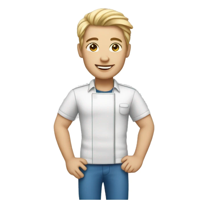 light-skinned restaurateur and blogger with blue eyes shake hands high details sticker