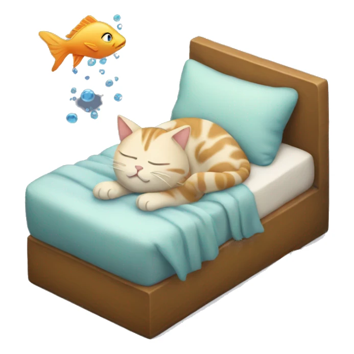 A sleeping cat who dreams of a fish sticker