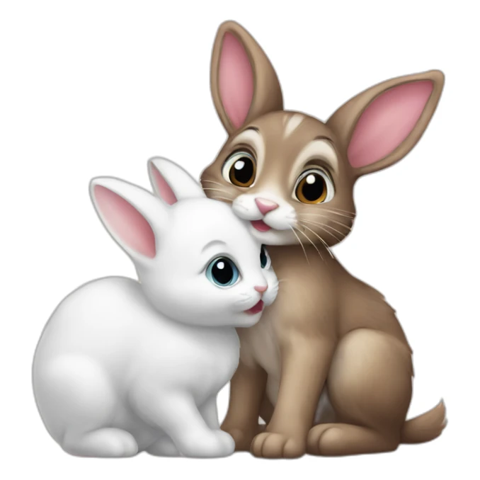 bunny kisses a kitten sticker