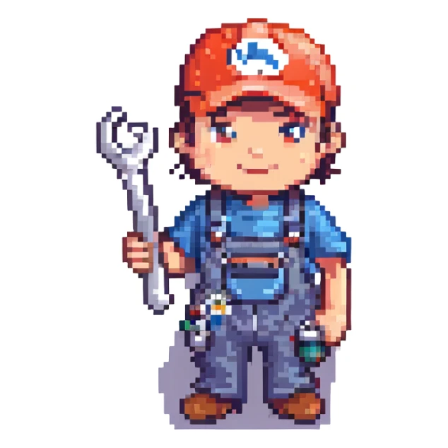 pricing emoji for plumbers, blue color, includes a wrench or pipe sticker