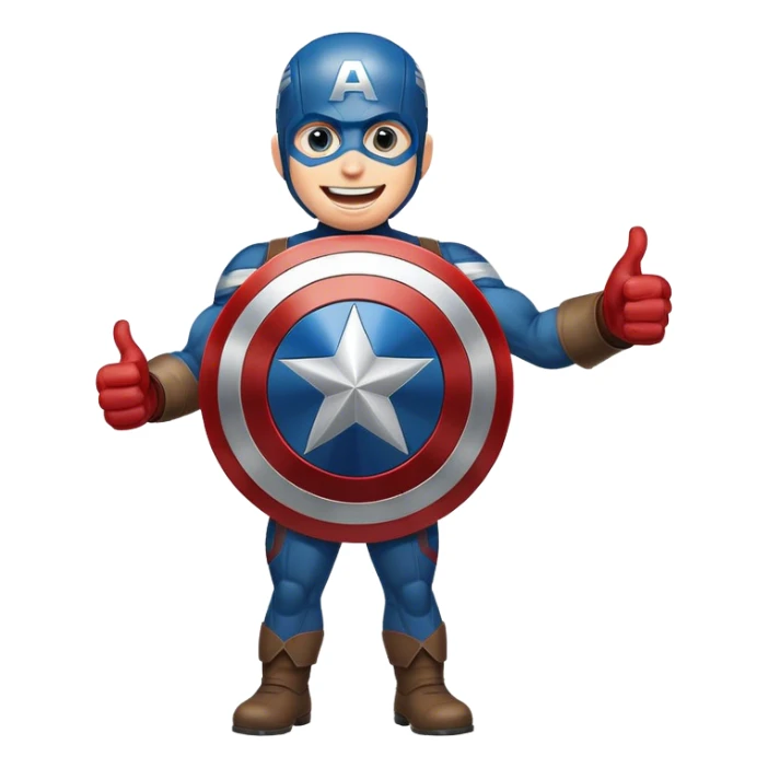 Captain America's shield with a big smile, giving a big thumbs-up sticker