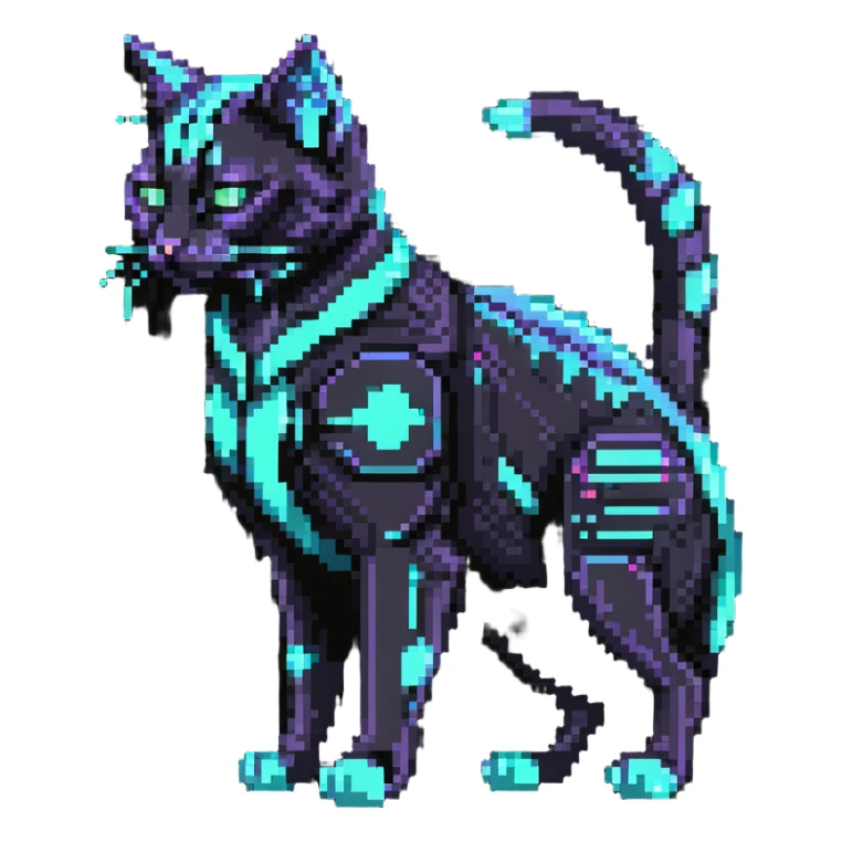 futuristic cybercat with glowing neon accents sticker