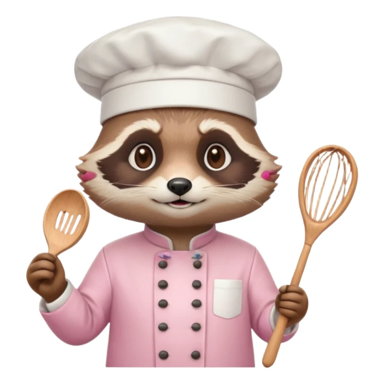 chef pink raccoon sticker
