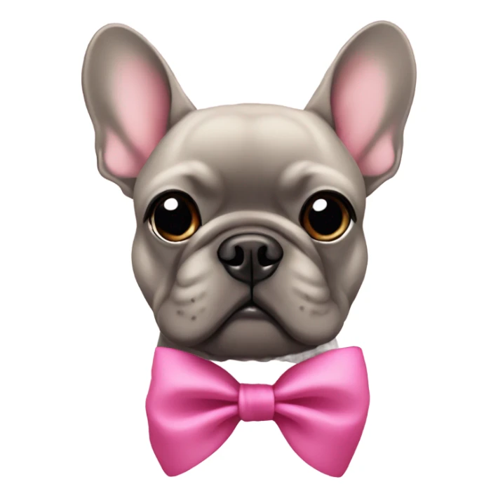 Grey brown French bulldog with pink bow sticker