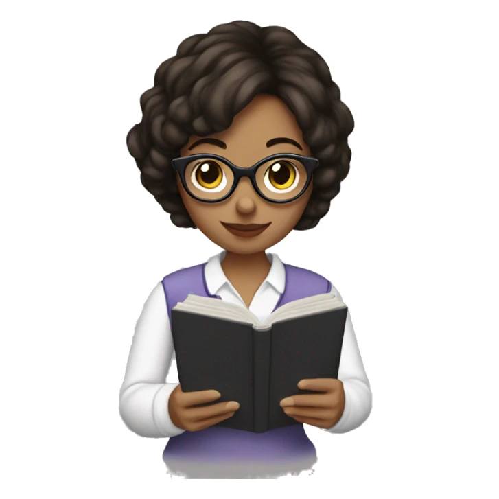Brunette Girl with glasses reading in kindle sticker