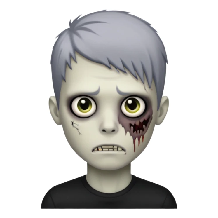 zombie boy with emo hair and black shirt sticker