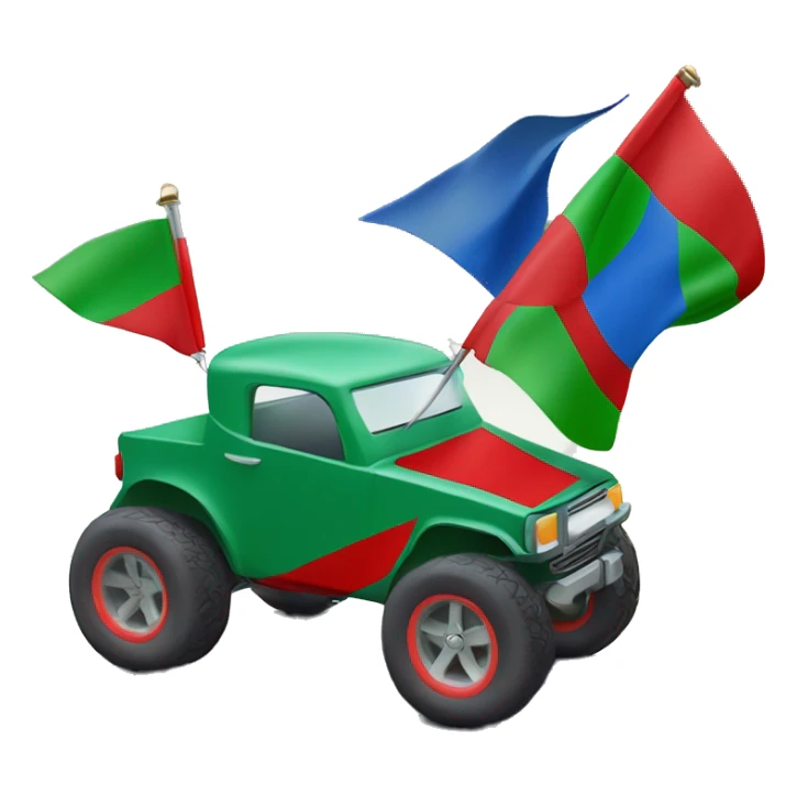 Bandera gitana azul verde y roja con rueda de carro roja en medio sticker