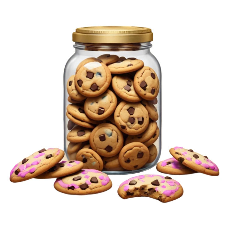Open jar spilling cookies on counter sticker