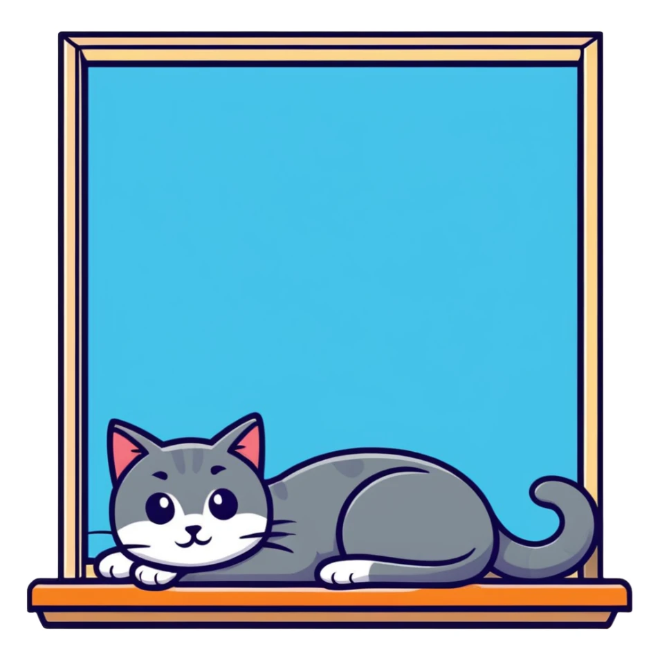 lofi cat lounging on a windowsill, city at night sticker