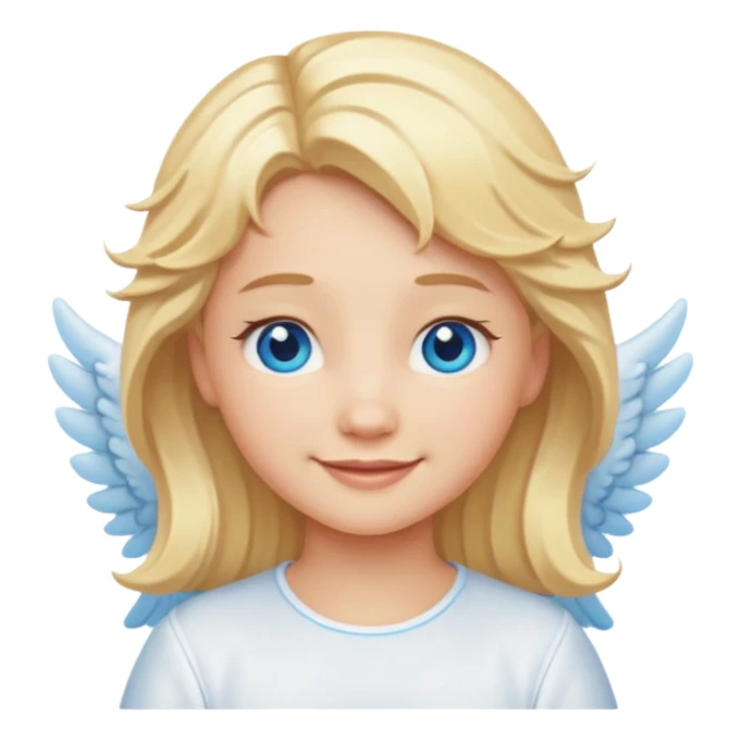angel emoji blonde hair, blue eyes and smiling sticker