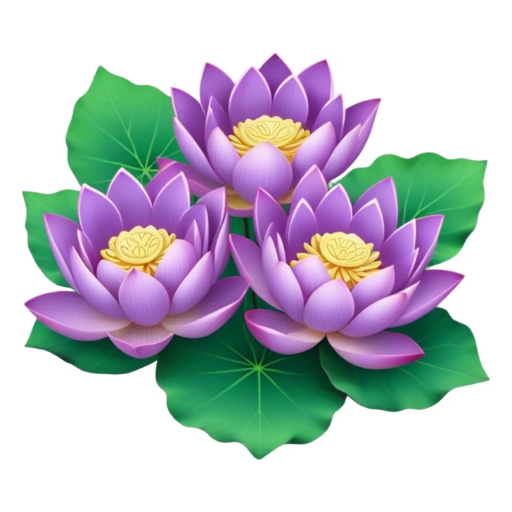 bouquet Purple Lotus,stem, Lotus leaf sticker