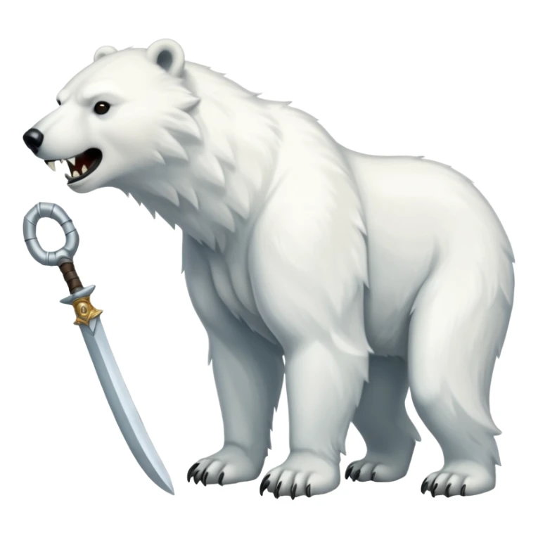Polar bear with saber fangs and a wolf’s tail; full body sticker