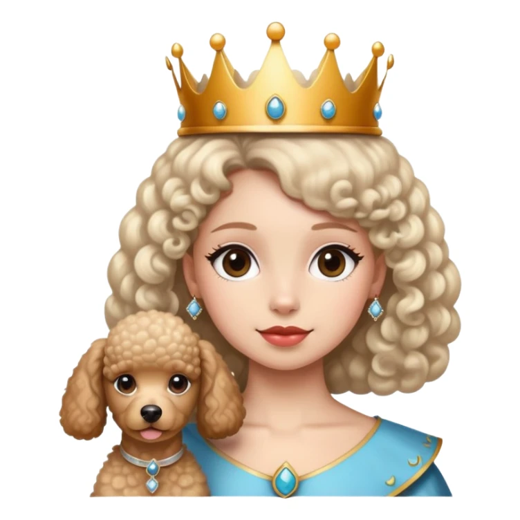 Poodle with crown on its head girl sticker