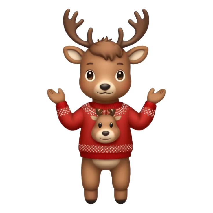 reindeer baby  cute, full body , in a christmas sweater sticker