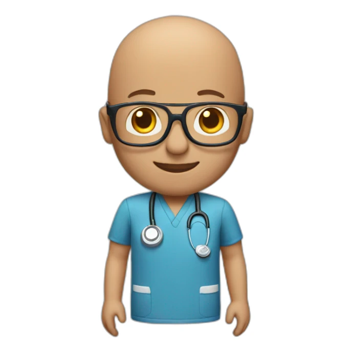 50-year-old bald male nurse with glasses sticker