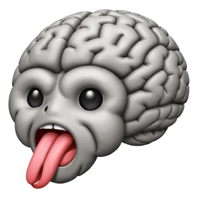 Tongue sticking out of brain emoji sticker